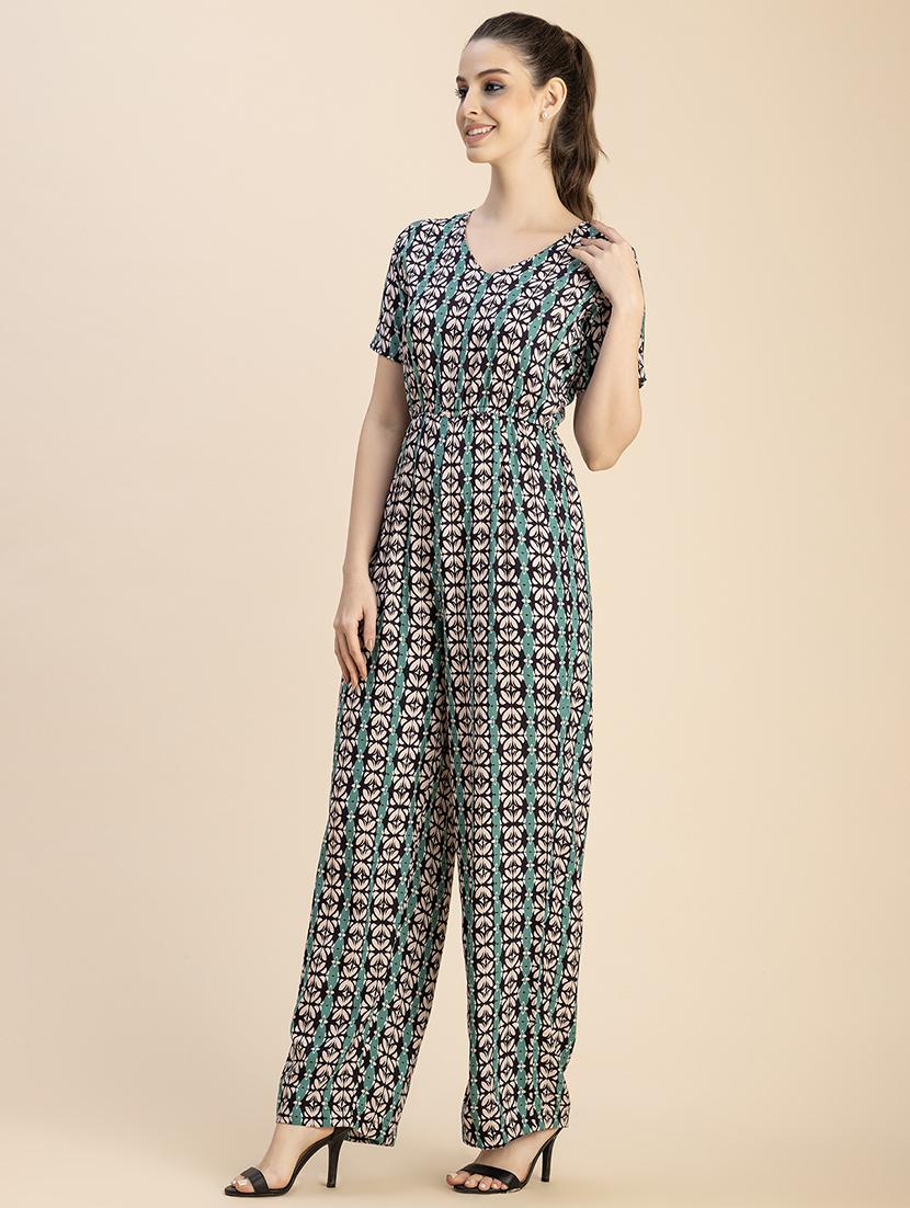 women multicolored printed full leg jumpsuit - 20765914 - Standard Image - 1