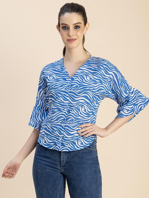 women animal print bell sleeves top - 20765932 - Standard Image - 0