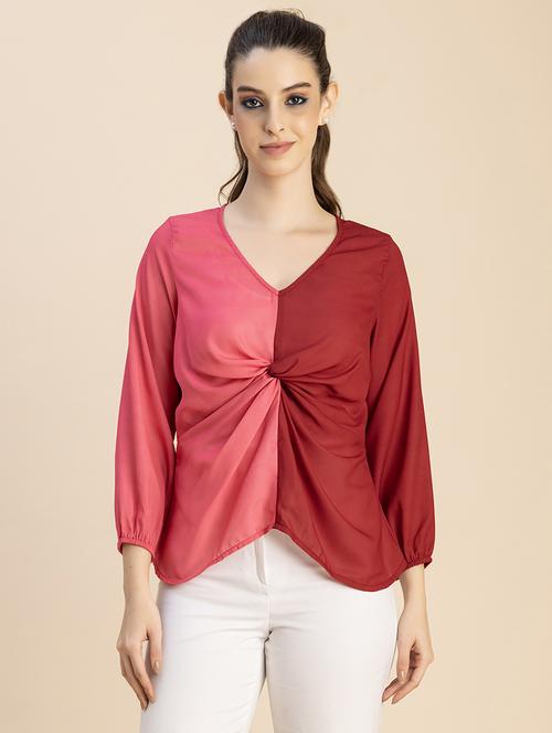 women color blocked asymmetric top - 20765941 - Standard Image - 0