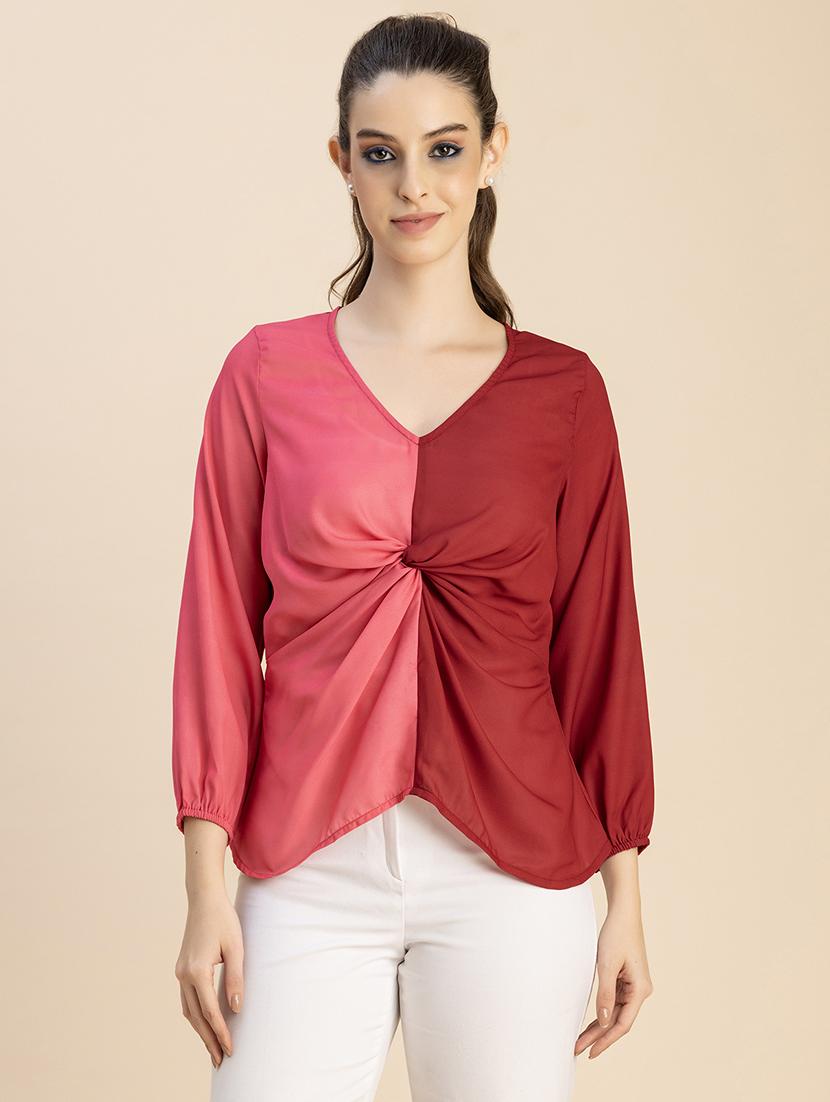 women color blocked asymmetric top - 20765941 - Zoom Image - 0