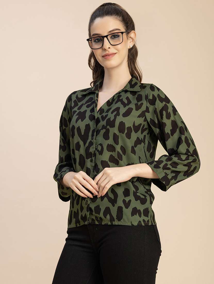 women animal print collared shirt - 20765953 -  Standard Image - 1