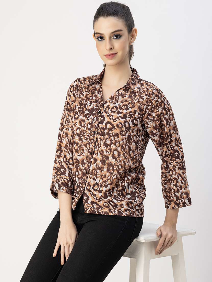 women animal print collared shirt - 20765954 -  Standard Image - 1