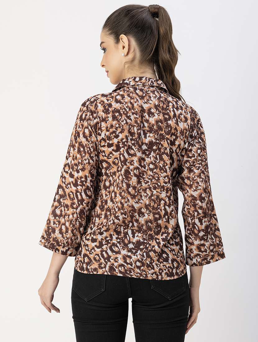 women animal print collared shirt - 20765954 -  Standard Image - 4