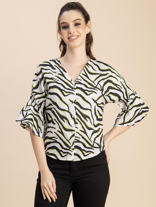 women animal print bell sleeves top - 20766001 - Standard Image - 0