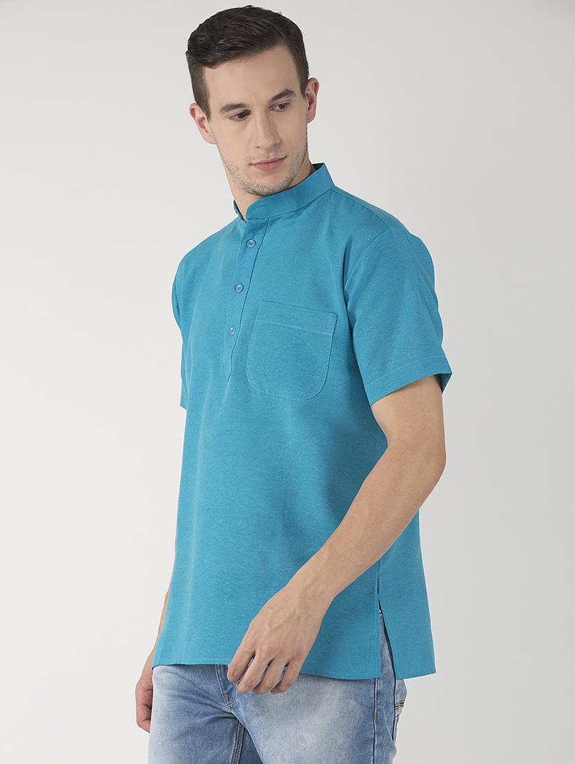 men solid cotton short kurta - 20766008 - Standard Image - 1