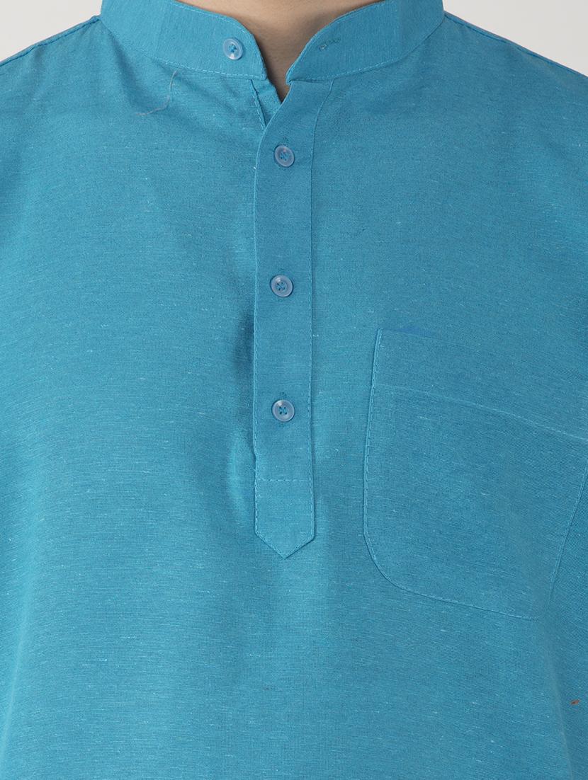 men solid cotton short kurta - 20766008 - Standard Image - 4
