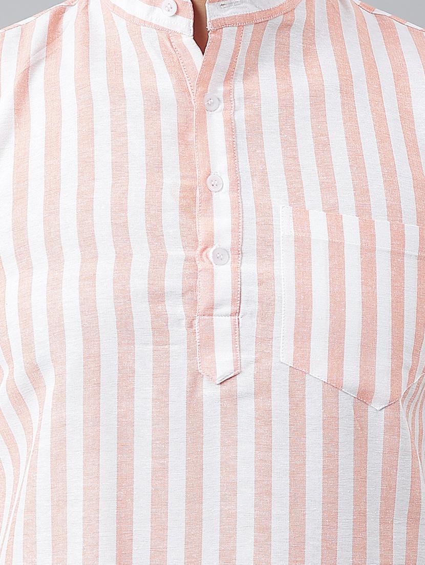 orange cotton blend striped casual shirt - 20766030 - Standard Image - 4