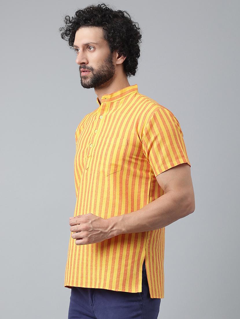 men striped short sleeve short kurta - 20766033 -  Standard Image - 1