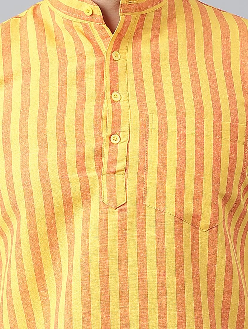 men striped short sleeve short kurta - 20766033 - Standard Image - 4
