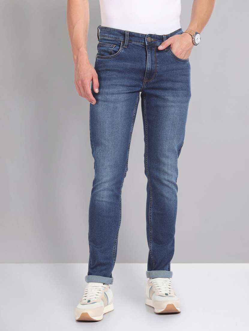 blue cotton plain jeans - 20766893 -  Standard Image - 1