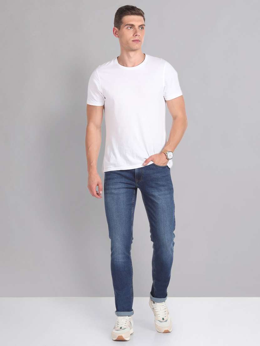 blue cotton plain jeans - 20766893 -  Standard Image - 4