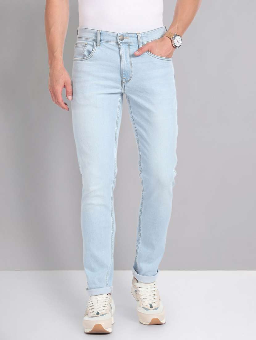ice blue cotton plain jeans