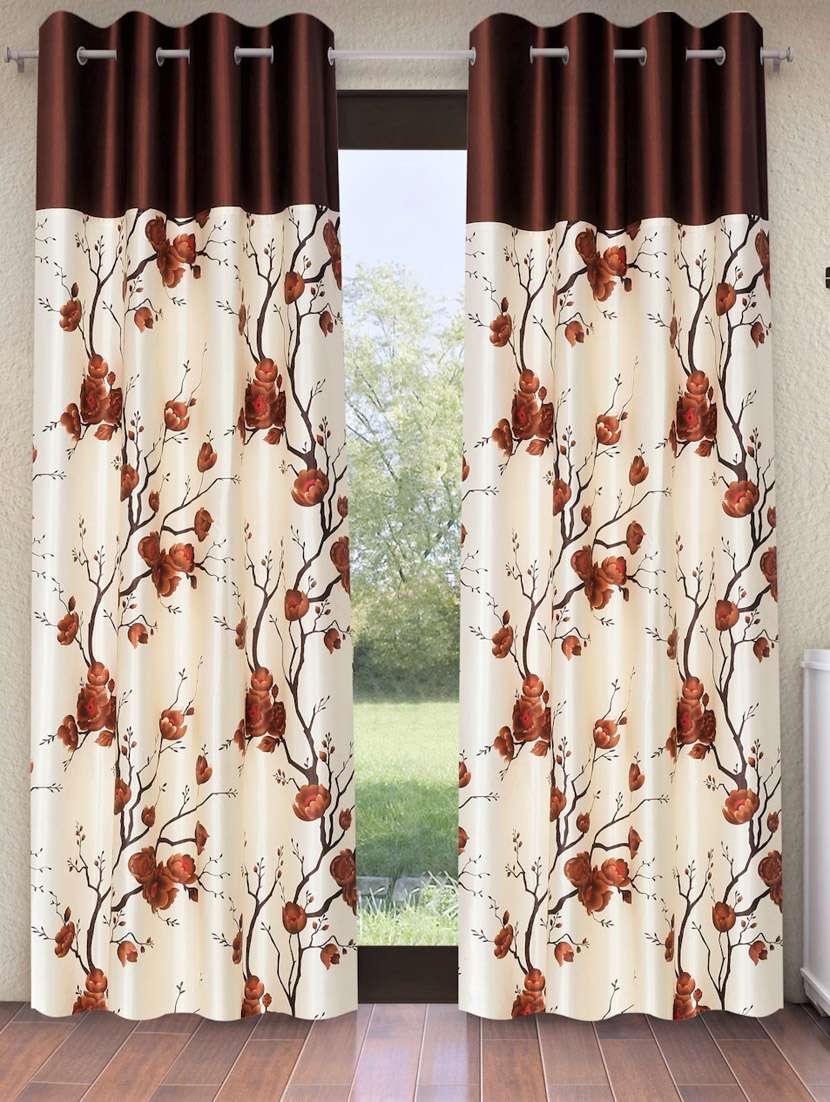 fashion string 2 pieces solid patch 3d tulip eyelet polyester long door curtains - 9 feet, red