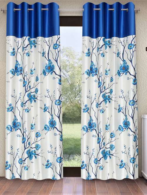 fashion string 2 pieces solid patch 3d tulip eyelet polyester window curtains - 5 feet, red - 20766959 -  Standard Image - 0