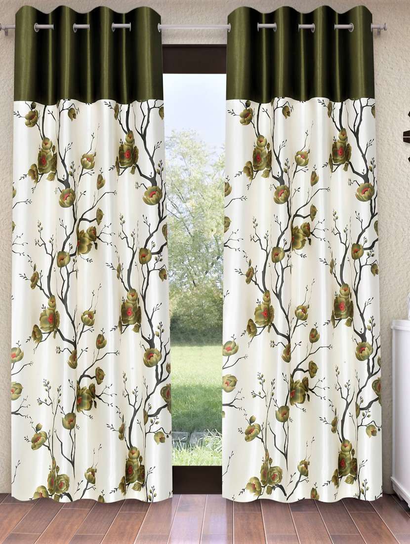 fashion string 2 pieces solid patch 3d tulip eyelet polyester long door curtains - 9 feet, red