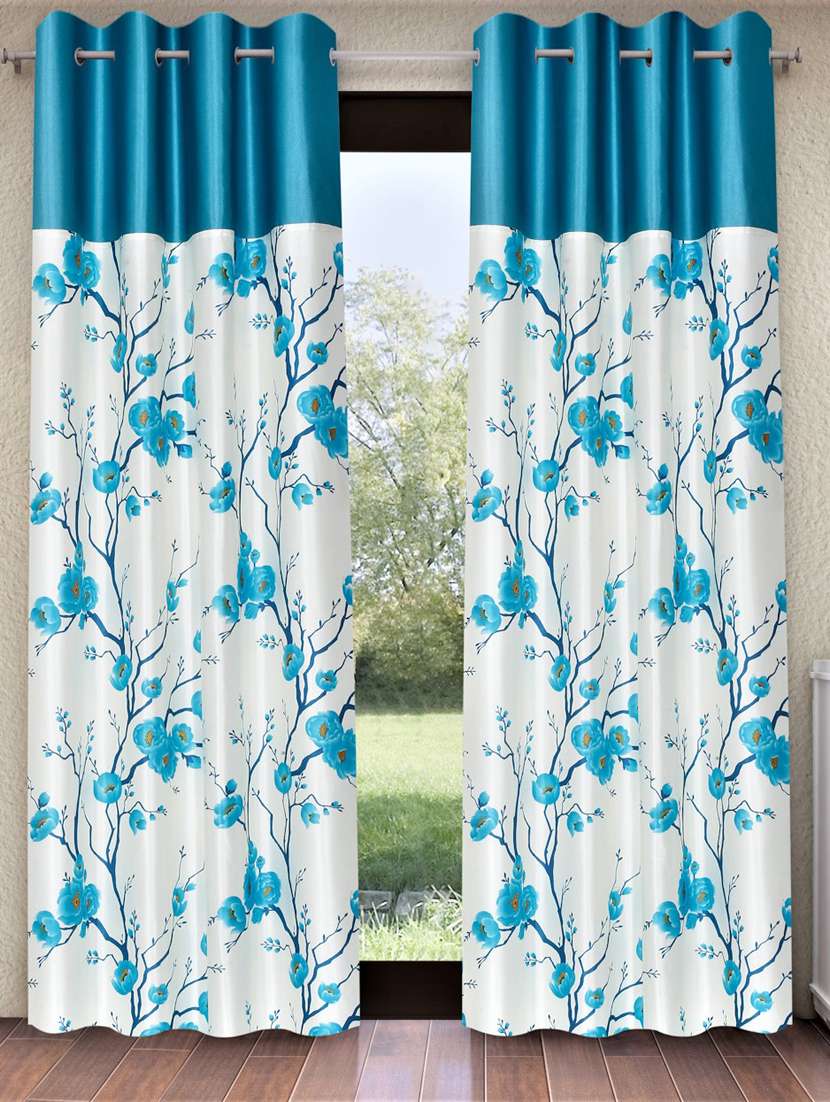 fashion string 2 pieces solid patch 3d tulip eyelet polyester door curtains - 7 feet, red