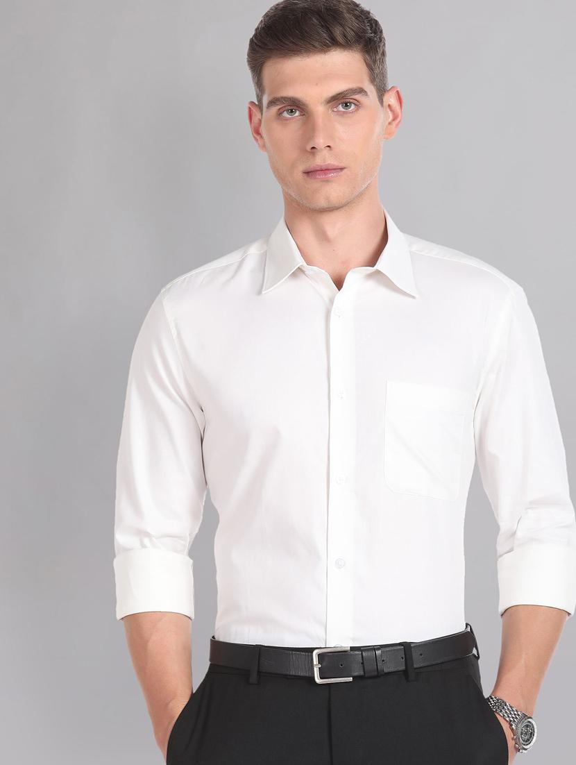 solid white pocket detailed formal shirt - 20766971 - Standard Image - 1