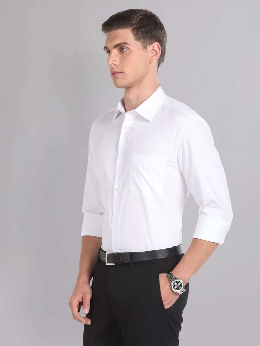 solid white pocket detailed formal shirt - 20766973 -  Standard Image - 1