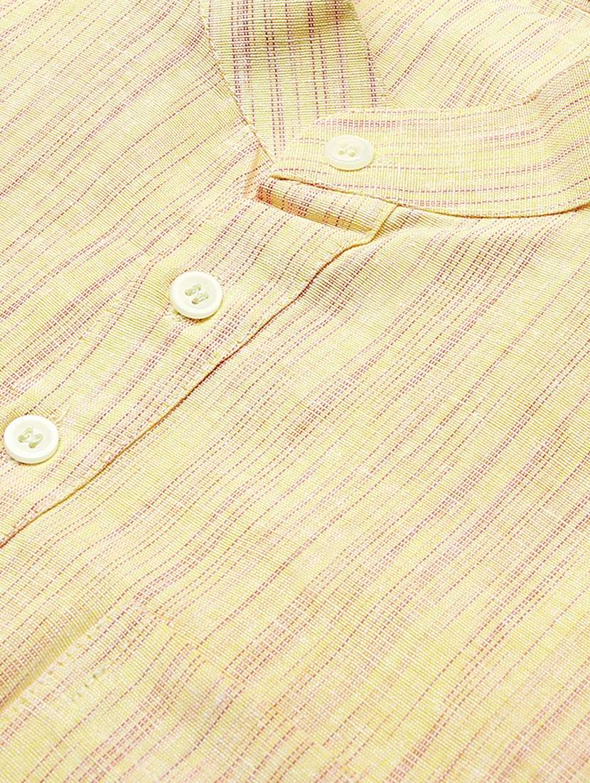 yellow self design short kurta - 20766989 - Standard Image - 4