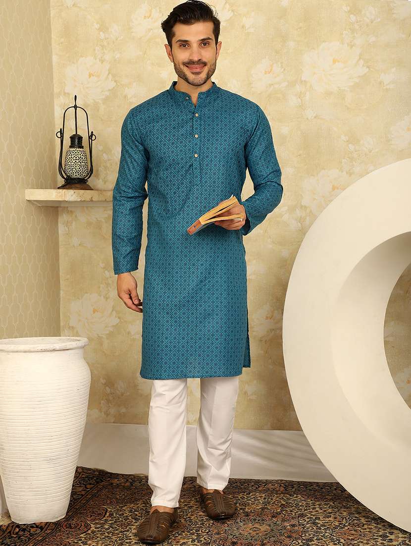 mandarin neck embroidered kurta with churidar set 