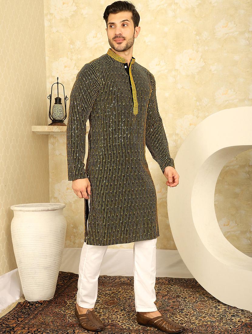 yellow viscose kurta pyjama ethnic wear set - 20767174 - Standard Image - 1