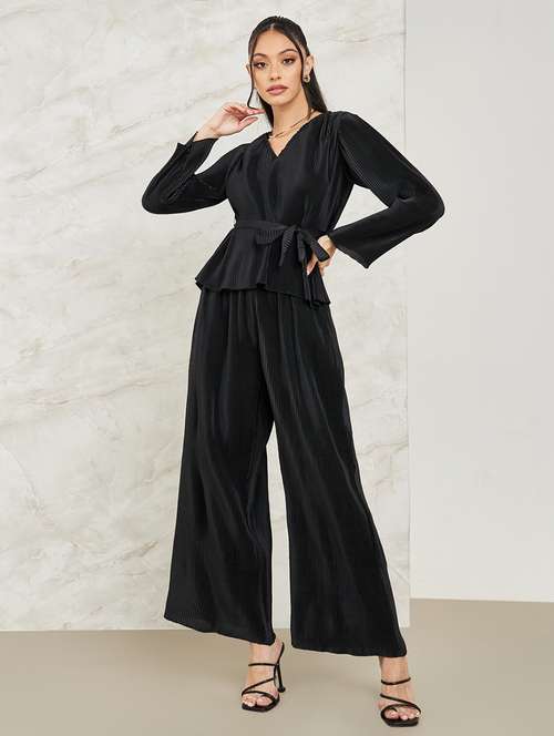 women black solid top & trouser co-ord set - 20767200 -  Standard Image - 0