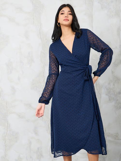 women blue self-designed wrap dress - 20767227 - Standard Image - 0