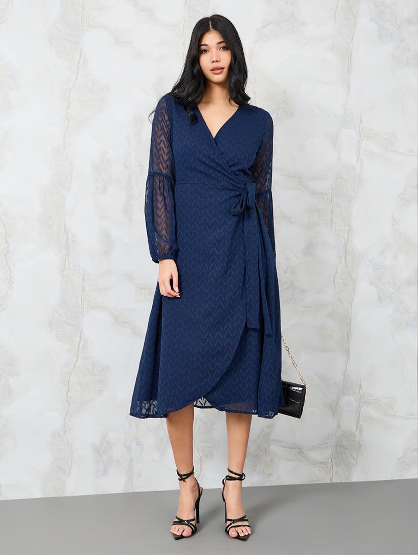 women blue self-designed wrap dress - 20767227 - Standard Image - 1