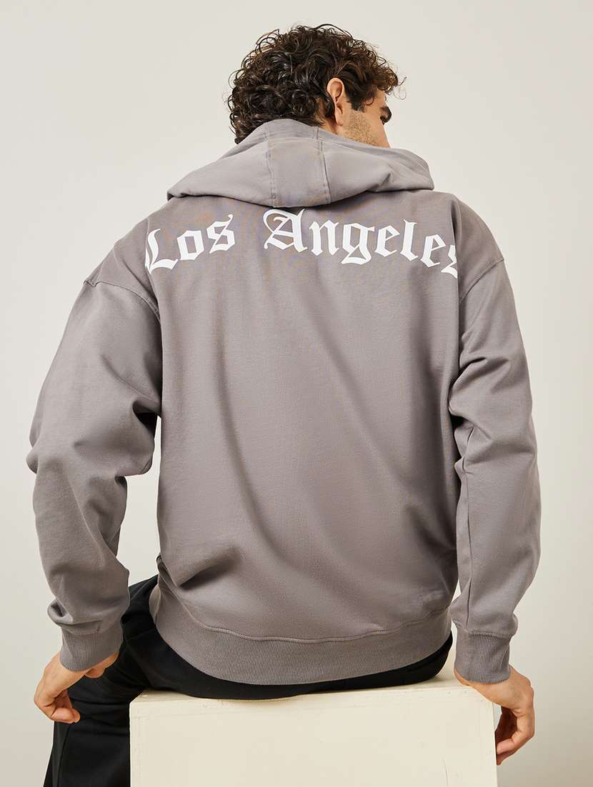 hooded neck back printed sweatshirt  - 20767320 -  Standard Image - 1