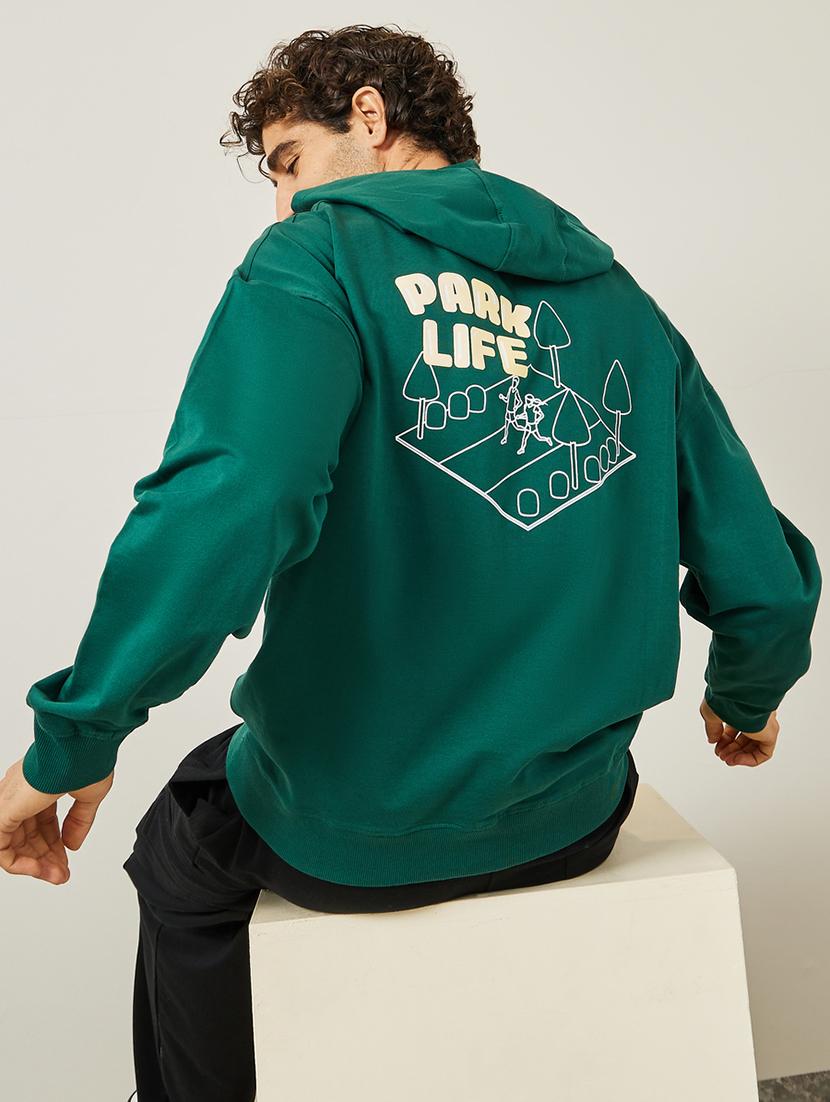 green cotton back print sweatshirt - 20767323 -  Standard Image - 1