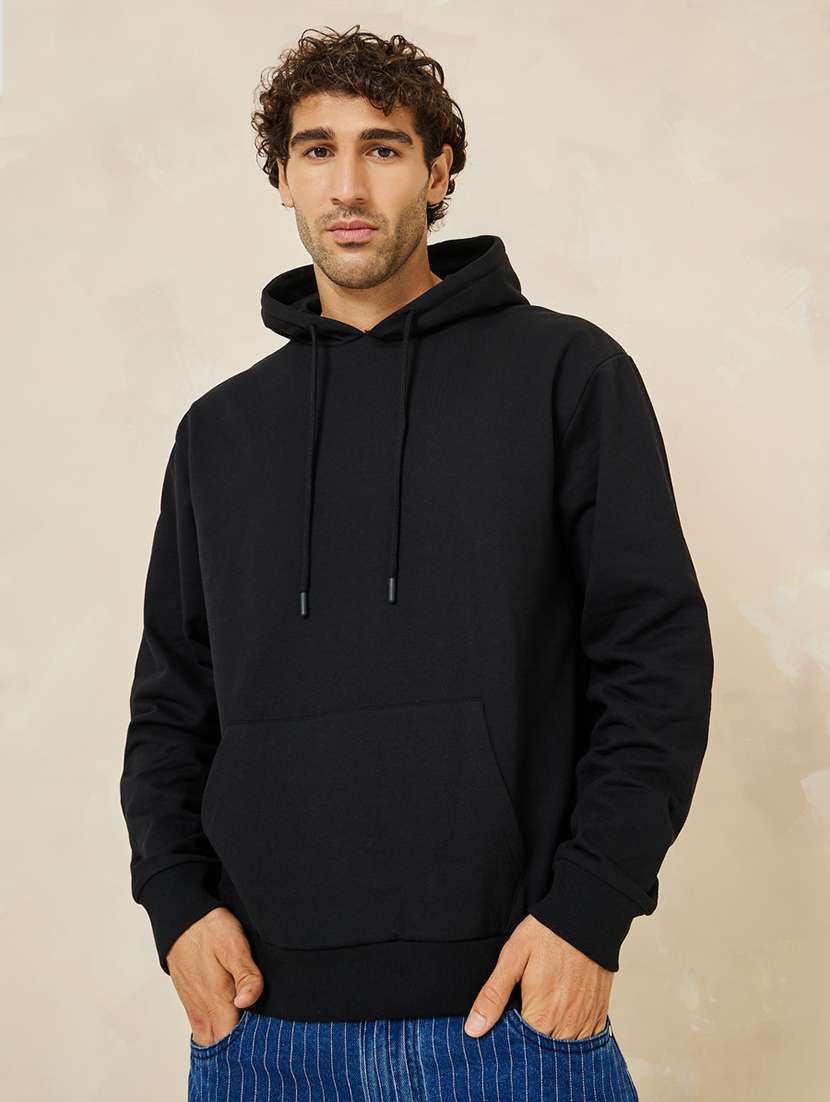 men black cotton plain sweatshirt