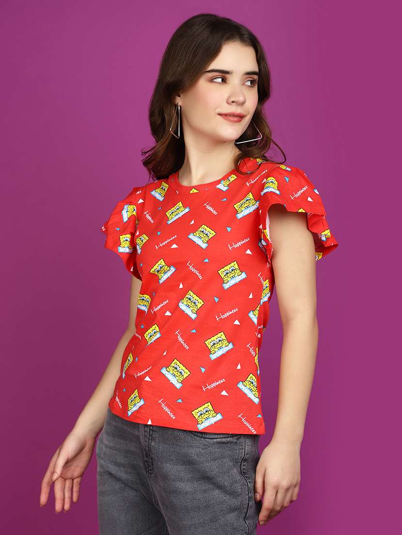 women round neck printed regular t-shirt - 20767420 -  Standard Image - 1