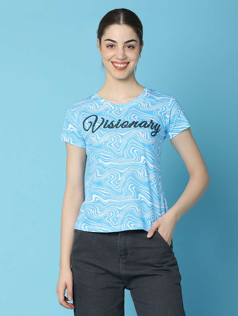 blue cotton boxy tshirt