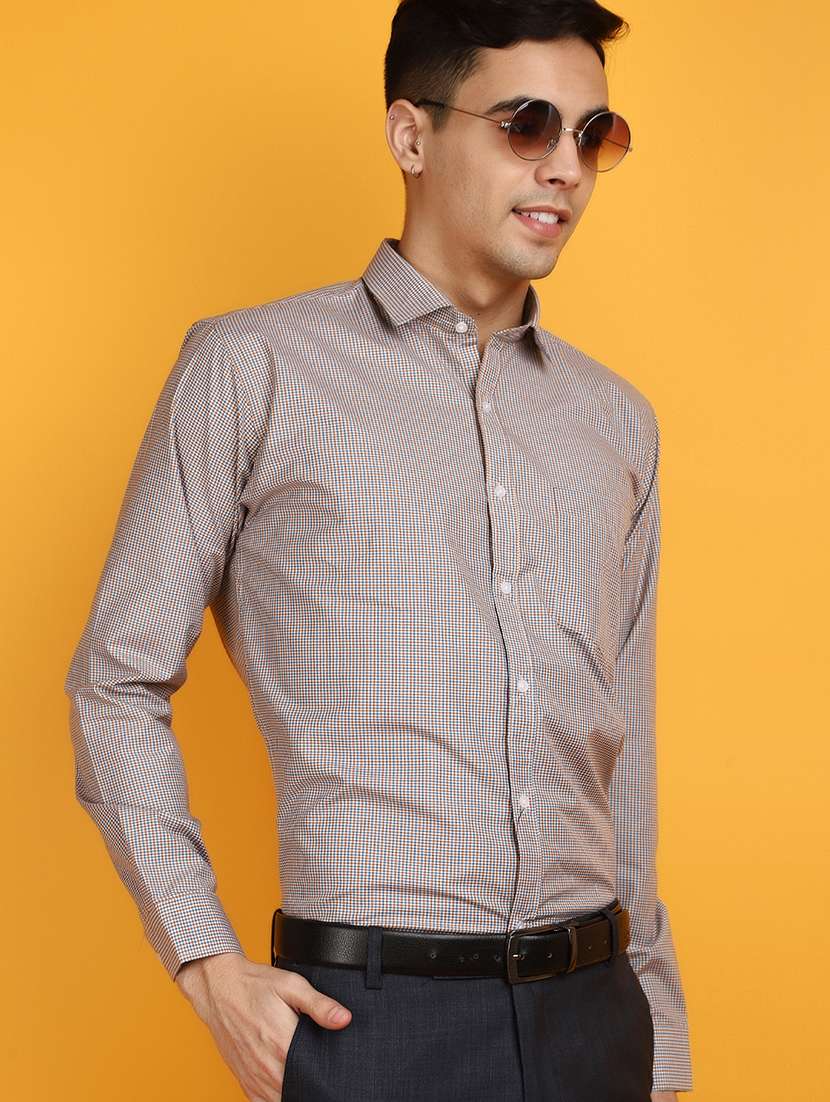 men checks printed formal shirt - 20767487 -  Standard Image - 4