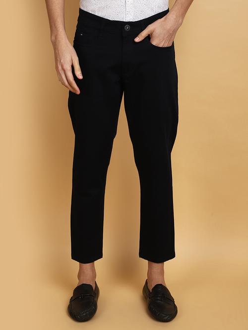 men mid rise solid chinos casual trouser - 20767525 - Standard Image - 0