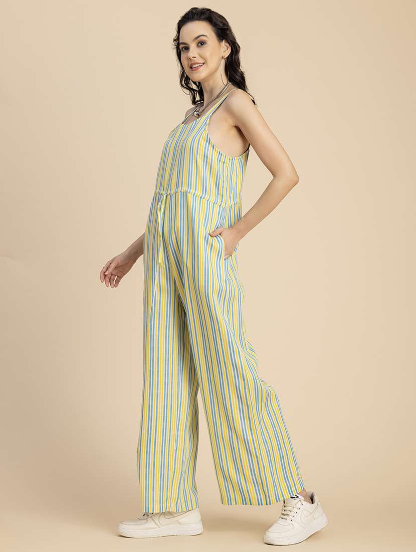 women striped sleeveless full leg jumpsuit - 20767570 -  Standard Image - 1
