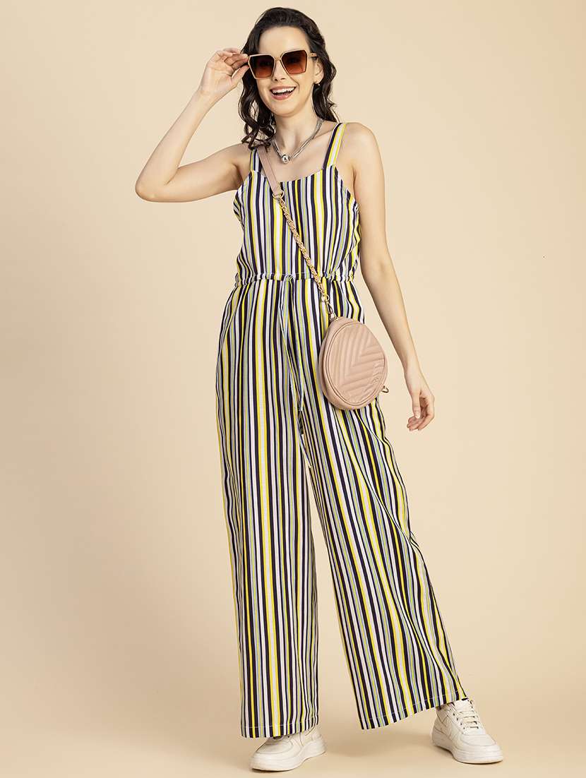 Women Striped Full Length Jumpsuit