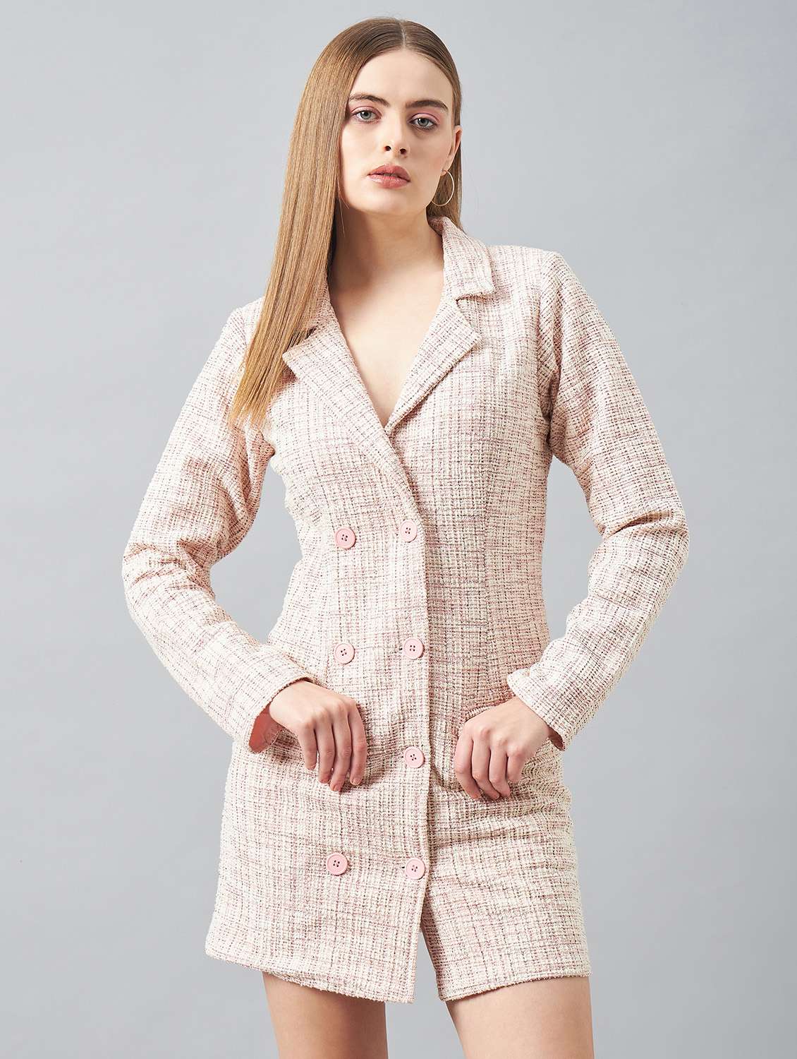 women self designed long sleeves coat dress - 20767752 -  Standard Image - 1