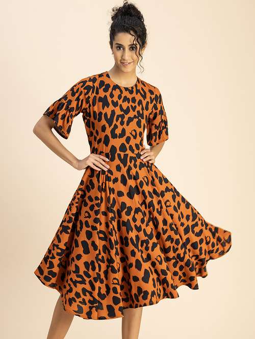 women animal print fit & flare dress - 20767762 -  Standard Image - 0