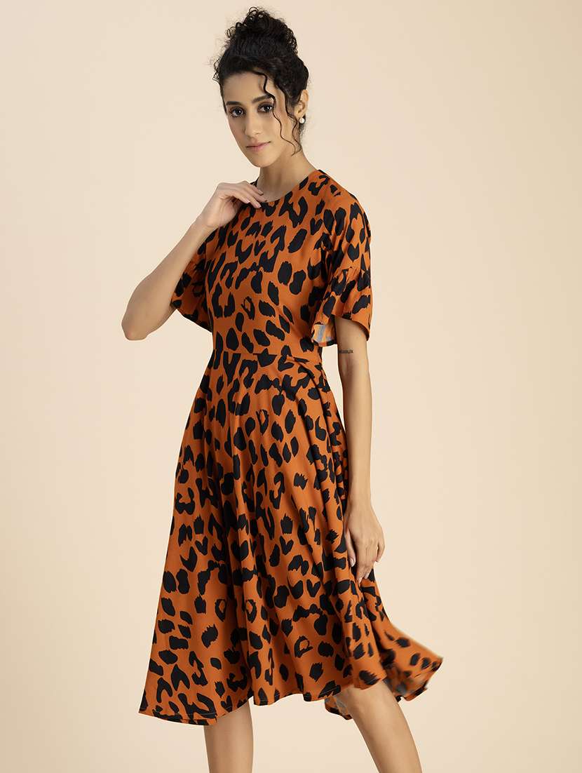 women animal print fit & flare dress - 20767762 -  Standard Image - 1