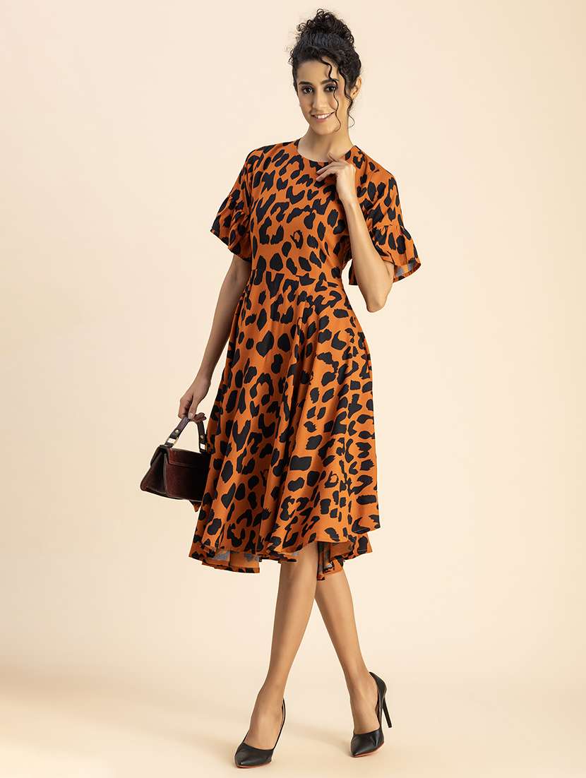 women animal print fit & flare dress - 20767762 -  Standard Image - 4
