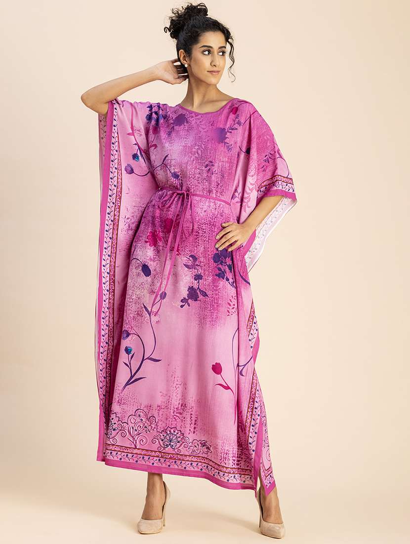 women printed relaxed fit kaftan dress