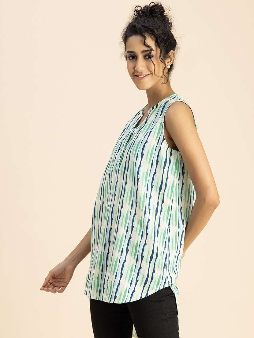 women printed sleeveless high-low top - 20767805 -  Standard Image - 1