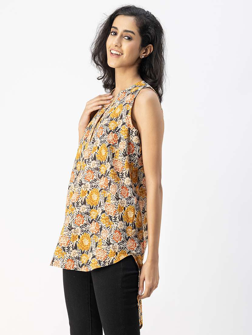 women printed sleeveless high-low top - 20767808 -  Standard Image - 1