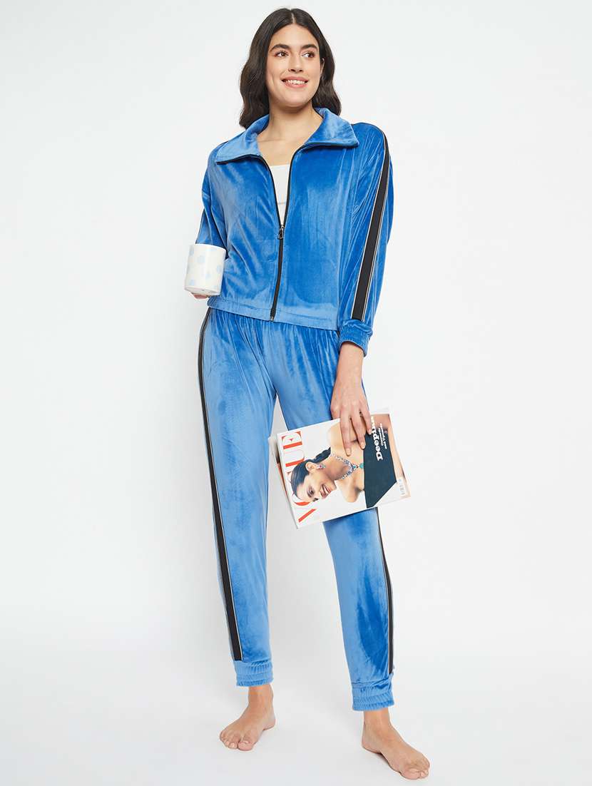 blue velvet pyjama nightwear set - 20767839 -  Standard Image - 1