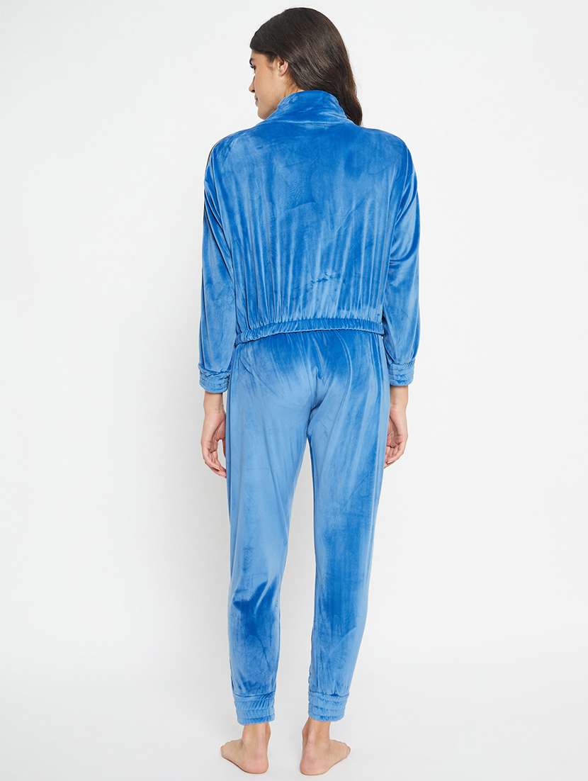 blue velvet pyjama nightwear set - 20767839 -  Standard Image - 4