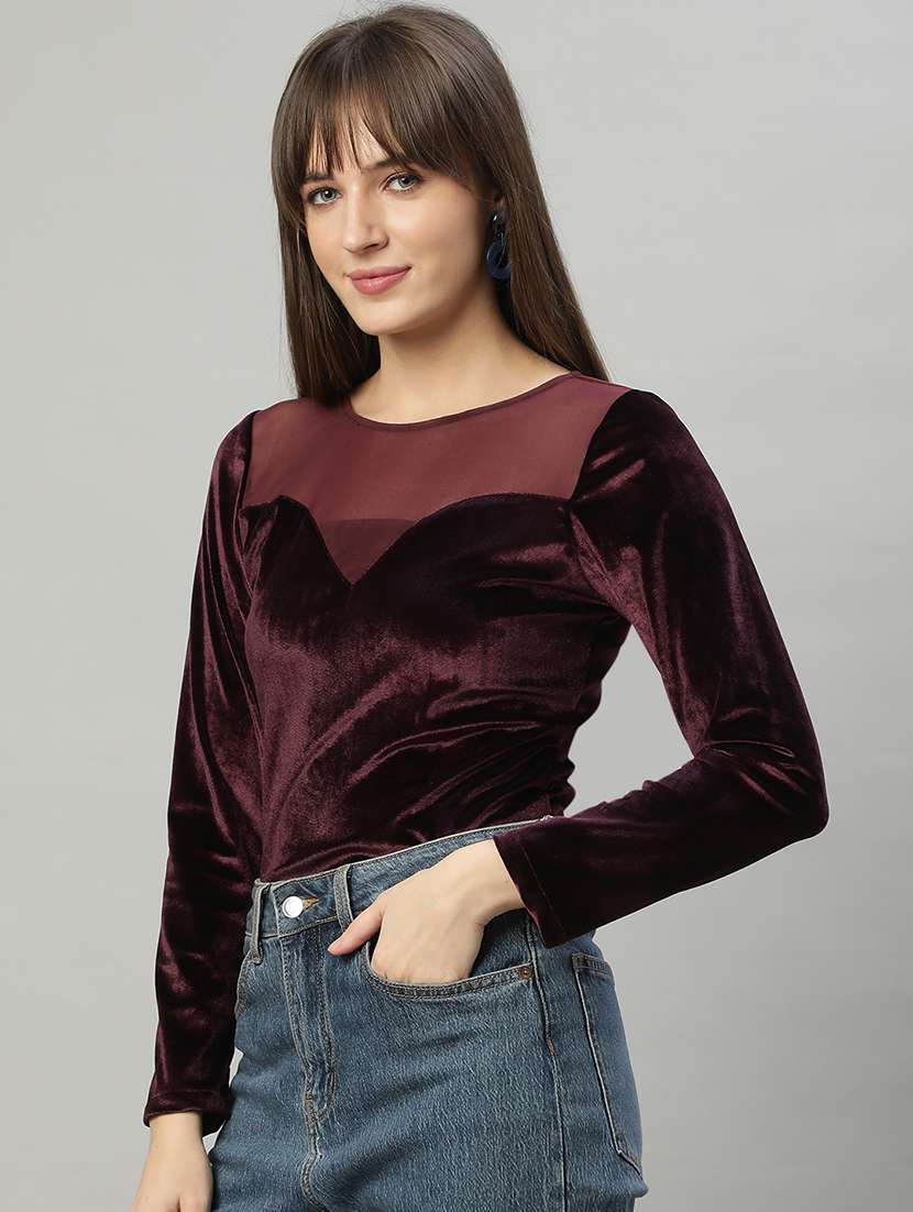women solid long sleeves top - 20767891 -  Standard Image - 1