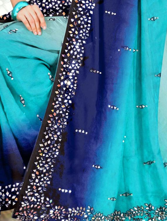 light blue georgette embellished saree - 20768144 - Standard Image - 1
