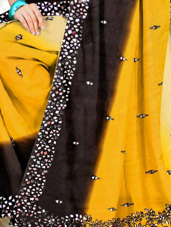 yellow georgette embellished saree - 20768145 -  Standard Image - 1