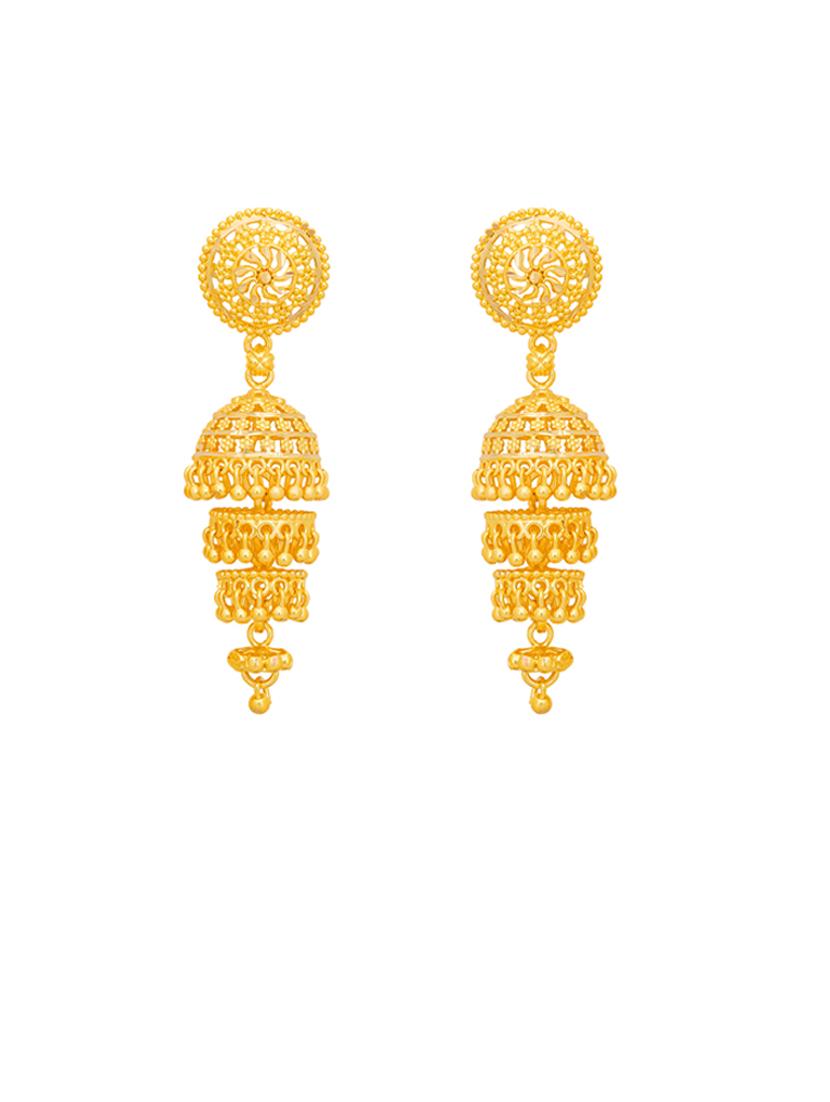 gold plated jhumka earrings - 20768334 -  Standard Image - 1